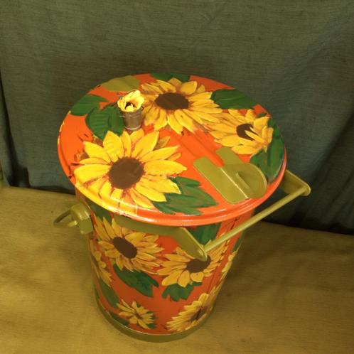 zinken | Prullenbak | Beschilderd - Res-port, Huis en Inrichting, Woonaccessoires | Prullenbakken, Zo goed als nieuw, Metaal, 50 tot 75 cm