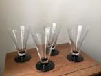 Vintage Luminarc waterglazen 4 glazen glas met zwarte voet, Antiek en Kunst, Ophalen of Verzenden