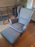 IKEA Strandmon Fauteuil met Voetenbank - Grijs, Ophalen, Gebruikt, 75 tot 100 cm, Stof
