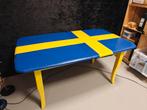Houten tafel met Zweedse vlag - 90x160 cm, Antiek en Kunst, Ophalen