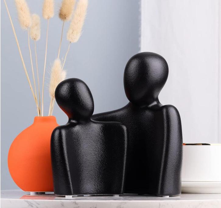 Minimalistisch koppel beeld – Omhelzing (zwart) nieuw, Huis en Inrichting, Woonaccessoires | Overige, Nieuw, Ophalen