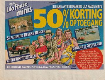 retro reclame 1994 Milka Lila Pause mini cholade reepjes beschikbaar voor biedingen