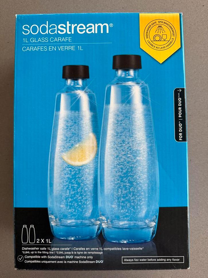 SodaStream Glazen Karaffen Duopack - Zwart, Witgoed en Apparatuur, Bruiswatermachines, Nieuw, Ophalen of Verzenden