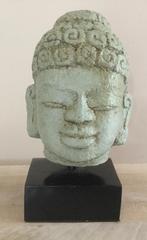 Sculptuur buddha hoofd van steen zachtgroen gepatineerd, Verzenden