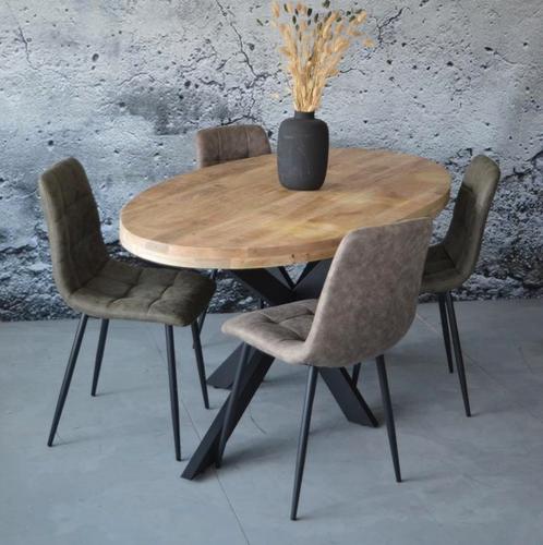 Ovale eettafel mangohout matrixpoot kruispoot ovaal - sale!, Huis en Inrichting, Tafels | Eettafels, Nieuw, Ovaal, Overige houtsoorten