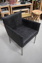 Luxe eetkamerstoel Forward Jess Design geschuurd leer zwart, Huis en Inrichting, Stoelen, Ophalen, Zwart, Zo goed als nieuw, Metaal