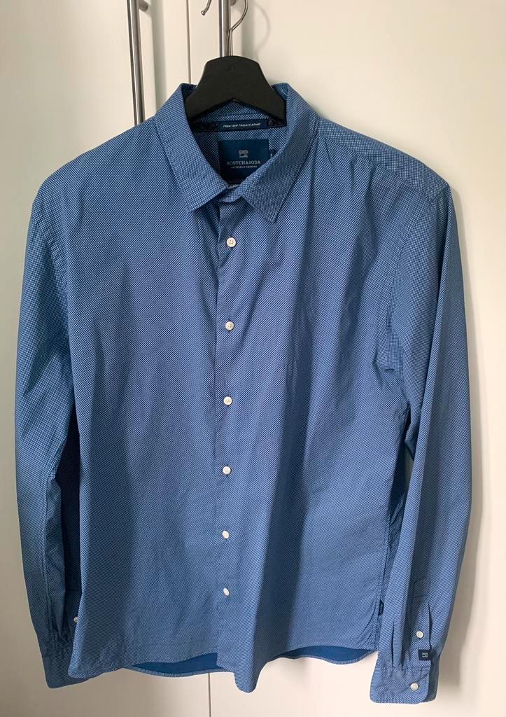 Scotch & Soda donkerblauw heren overhemd maat L, Kleding | Heren, Overhemden, Zo goed als nieuw, Halswijdte 41/42 (L), Blauw, Ophalen of Verzenden