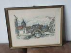 aquarel Woerden Oude Rijn Voetbrug Kokie Molsbergen v 1961, Antiek en Kunst, Kunst | Schilderijen | Klassiek, Ophalen