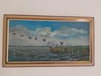 Schilderij landschap eenden met rietkraag, Antiek en Kunst, Ophalen of Verzenden