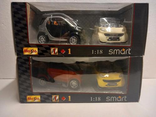 Smart for two rood en gele kappen dealer Maisto 1:18 KRD, Hobby en Vrije tijd, Modelauto's | 1:18, Zo goed als nieuw, Auto, Maisto