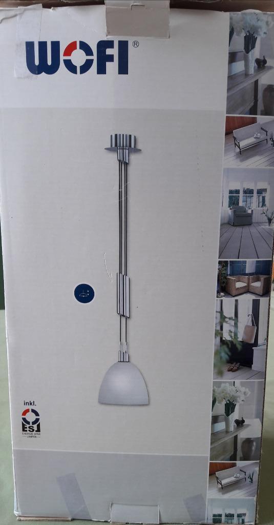 nieuwe Wofi hanglamp met pendel en glazen kap chroomkleur, Huis en Inrichting, Lampen | Hanglampen, Nieuw, Minder dan 50 cm, Ophalen of Verzenden