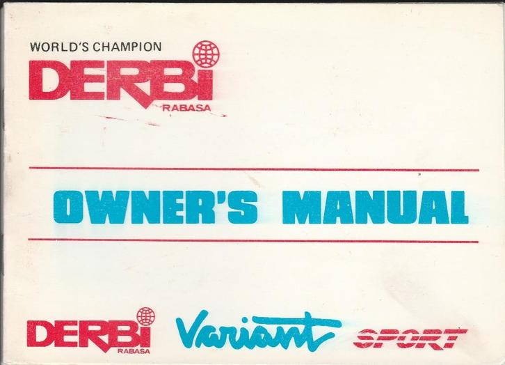 Derbi Variant Sport manual Bromfiets (7286z), Fietsen en Brommers, Handleidingen en Instructieboekjes, Zo goed als nieuw, Verzenden