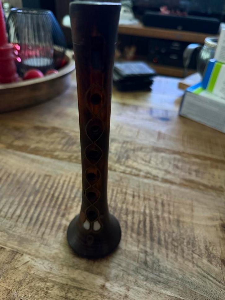 Antieke houten fluit met decoratie, Muziek en Instrumenten, Overige Muziek en Instrumenten, Gebruikt, Ophalen of Verzenden