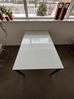 IKEA Torsby tafel - hoogglans wit, glas, chroom, Ophalen, Gebruikt, 100 tot 150 cm, 50 tot 100 cm