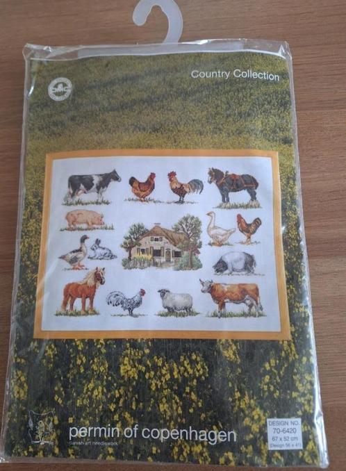 Permin borduurpakket boerderijdieren Country 70-6420, Hobby en Vrije tijd, Borduren en Borduurmachines, Nieuw, Borduurpakket, Handborduren