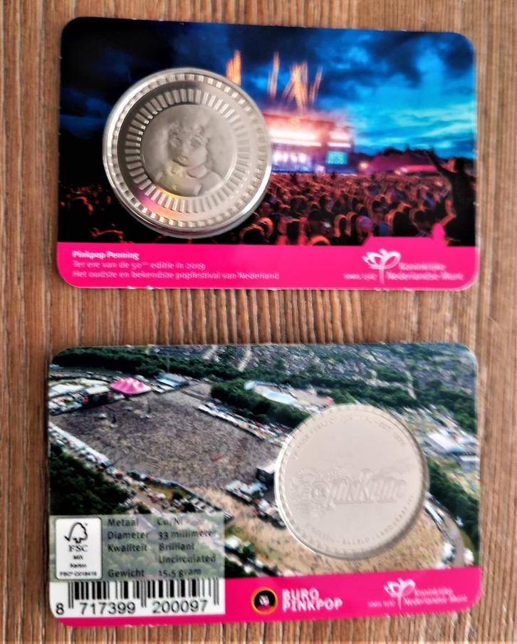50 jaar Pinkpop Penning in coincard, Postzegels en Munten, Penningen en Medailles, Overige materialen, Nederland, Verzenden