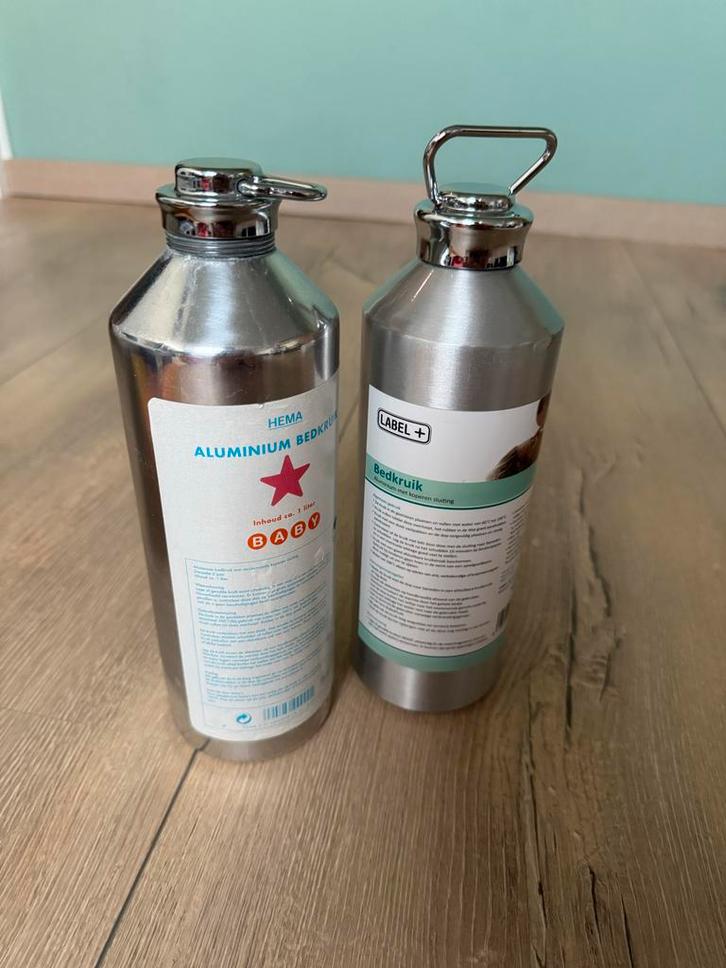 2x Aluminium Bedkruik HEMA & Label+, Kinderen en Baby's, Badjes en Verzorging, Zo goed als nieuw, Overige typen, Hema, Standaard