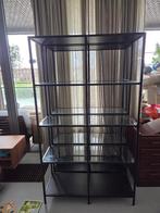 VITTSJÖ Stellingkast, zwartbruin/glas, 100x175 cm, Ophalen, Zo goed als nieuw
