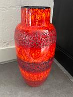 Vintage West-Germany Lava Vaas Oranje/Zwart, Huis en Inrichting, Woonaccessoires | Vazen, Ophalen, Gebruikt, Aardewerk of Porselein
