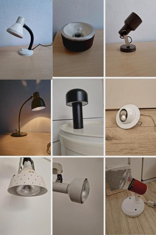 Set van 9 (vintage) design lampen diverse in één koop, Huis en Inrichting, Lampen | Tafellampen, Zo goed als nieuw, Minder dan 50 cm