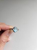 Vintage Witgouden Ring met Aquamarijn en diamanten, Sieraden, Tassen en Uiterlijk, Ringen, Gebruikt, Blauw, Ophalen of Verzenden