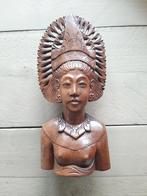 Balinees taditioneel handgesneden houten buste godin, Antiek en Kunst, Kunst | Niet-Westerse kunst, Ophalen of Verzenden