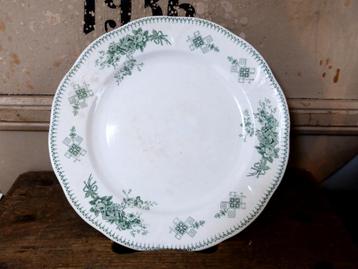 Antiek BORD van BOCH La Louvière / decor Duchesse groen 25cm beschikbaar voor biedingen