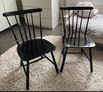 Zwarte Houten spijlstoelen - Vintage Look beschikbaar voor biedingen