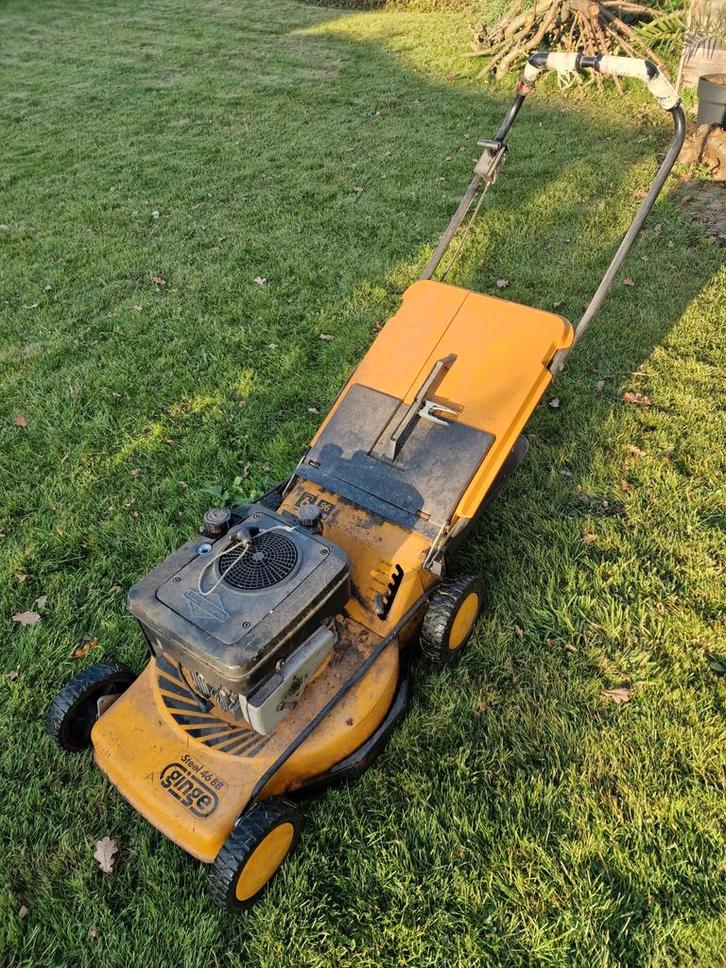 Grasmaaier - Ginge Steel 46 BLB opknapper, Tuin en Terras, Grasmaaiers, Gebruikt, Benzine-grasmaaier, 40 t/m 49 cm, Cirkelmaaier