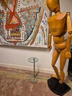 Originele Gispen bijzettafel – Dutch Originals – glas & chro, Minder dan 55 cm, Rond, Gispen, N.v.t