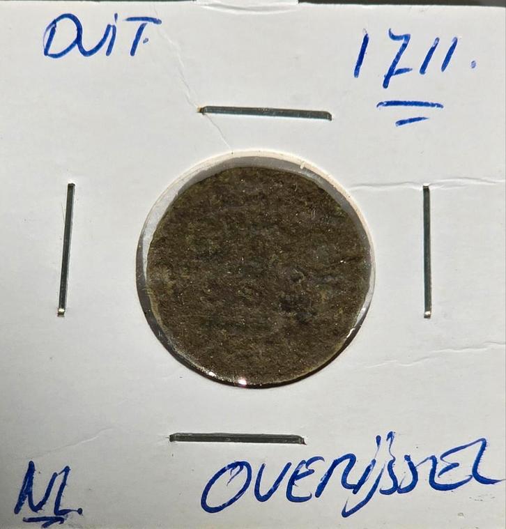 Bodemvondst duit Overijssel 1711, Postzegels en Munten, Munten | Nederland, Overige waardes, Vóór koninkrijk, Ophalen