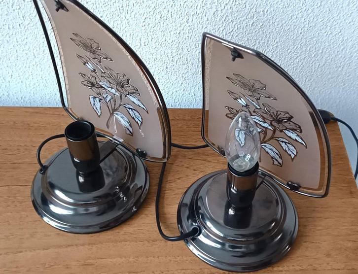 2 Italiaanse bedlampen/tafellampen -Hollywood Regency stijl, Huis en Inrichting, Lampen | Tafellampen, Gebruikt, Minder dan 50 cm