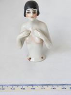 Halfdoll Art Deco dame kort zwart haar met handen voor, Antiek en Kunst, Ophalen of Verzenden