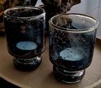 2 Light&Lving mondgeblazen smoke glazen waxinelichhouders, Overige materialen, Zwart, Ophalen of Verzenden, Zo goed als nieuw