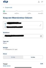NS-meereisretour daluren trein kaartje voucher kortingscode, Tickets en Kaartjes, Eén persoon, Trein, Nederland, Overige typen