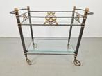 Vintage regency messing metaal bar cart drank trolley goud, Huis en Inrichting, Barren, N, N, Ophalen of Verzenden, Zo goed als nieuw