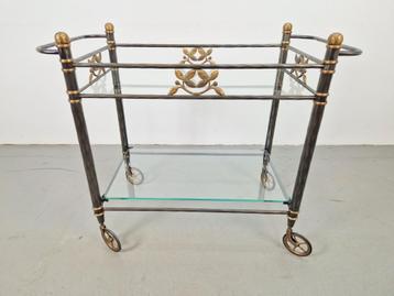 Vintage regency messing metaal bar cart drank trolley goud beschikbaar voor biedingen