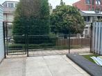 Stalen Tuinhek met deur., Tuin en Terras, Ophalen of Verzenden, Draaipoort, 150 tot 200 cm