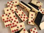 Apart antiek dominospel, been en ebbenhout met rode stippen, Ophalen of Verzenden