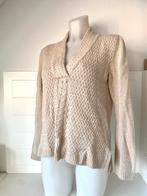Massimo Dutti Beige gebreide trui met kabelpatroon - Maat M, Ophalen of Verzenden, Zo goed als nieuw, Maat 38/40 (M), Beige