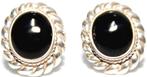 Een Paar Schitterende Ovale Onyx & 925 Zilver Oorbellen, Sieraden, Tassen en Uiterlijk, Antieke sieraden, Verzenden, Zilver, Oorbellen