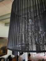 Ronde hanglamp kroonluchter met lampenkap zwart transparant, Ophalen, Gebruikt, Glas, 50 tot 75 cm