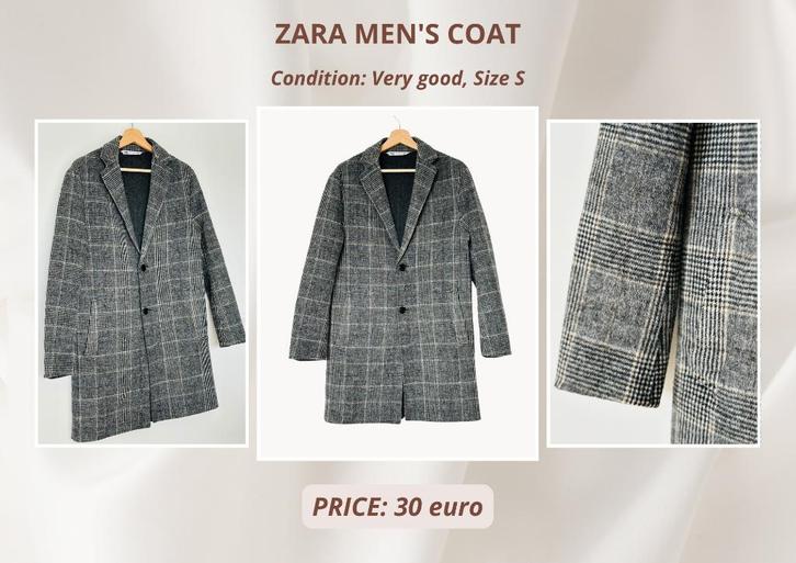 Zara Men's Coat (size S), Kleding | Heren, Jassen | Winter, Zo goed als nieuw, Beige, Ophalen of Verzenden