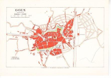 GOES,- Plattegrond. Jaren '30   09-12, Verzamelen, Ansichtkaarten | Nederland, Ongelopen, Zeeland, 1920 tot 1940, Ophalen of Verzenden