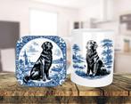 Flatcoated Retriever Delfts Blauw Set onderzetter + mok, Ophalen of Verzenden, Nieuw, Overige stijlen, Kop(pen) en/of Schotel(s)