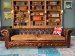 XL Chesterfield bank vintage cognac GRATIS BEZORGD, Gebruikt, Ophalen of Verzenden, Rechthoekig, Leer