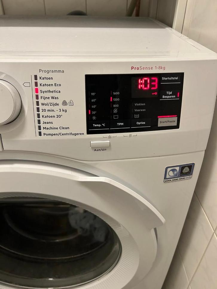 AEG Wasmachine, Witgoed en Apparatuur, Wasmachines, Gebruikt, Voorlader, 8 tot 10 kg, 85 tot 90 cm, 1200 tot 1600 toeren, Kort programma