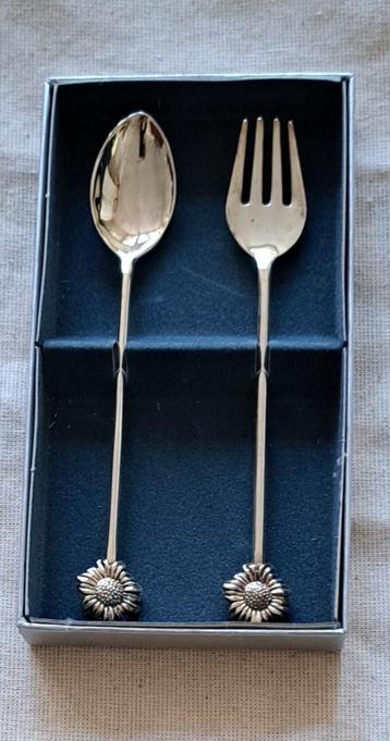 Sale vintage gebaksvorkje +koffielepeltje margriet verzilver beschikbaar voor biedingen