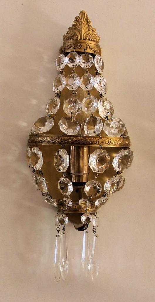 Wand zaklampje met glazen diamantjes, Antiek en Kunst, Antiek | Lampen, Ophalen