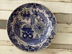 Antiek Aardewerk Bord Blauw Bloemmotief 33 cm, Ophalen